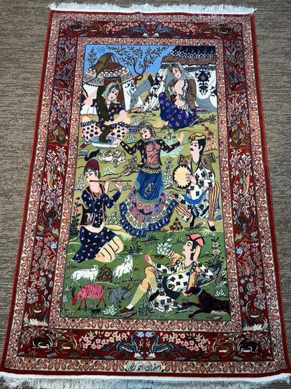 Authentic Isfahan Shikargah Carpet – Handmade Persian Hunting Design