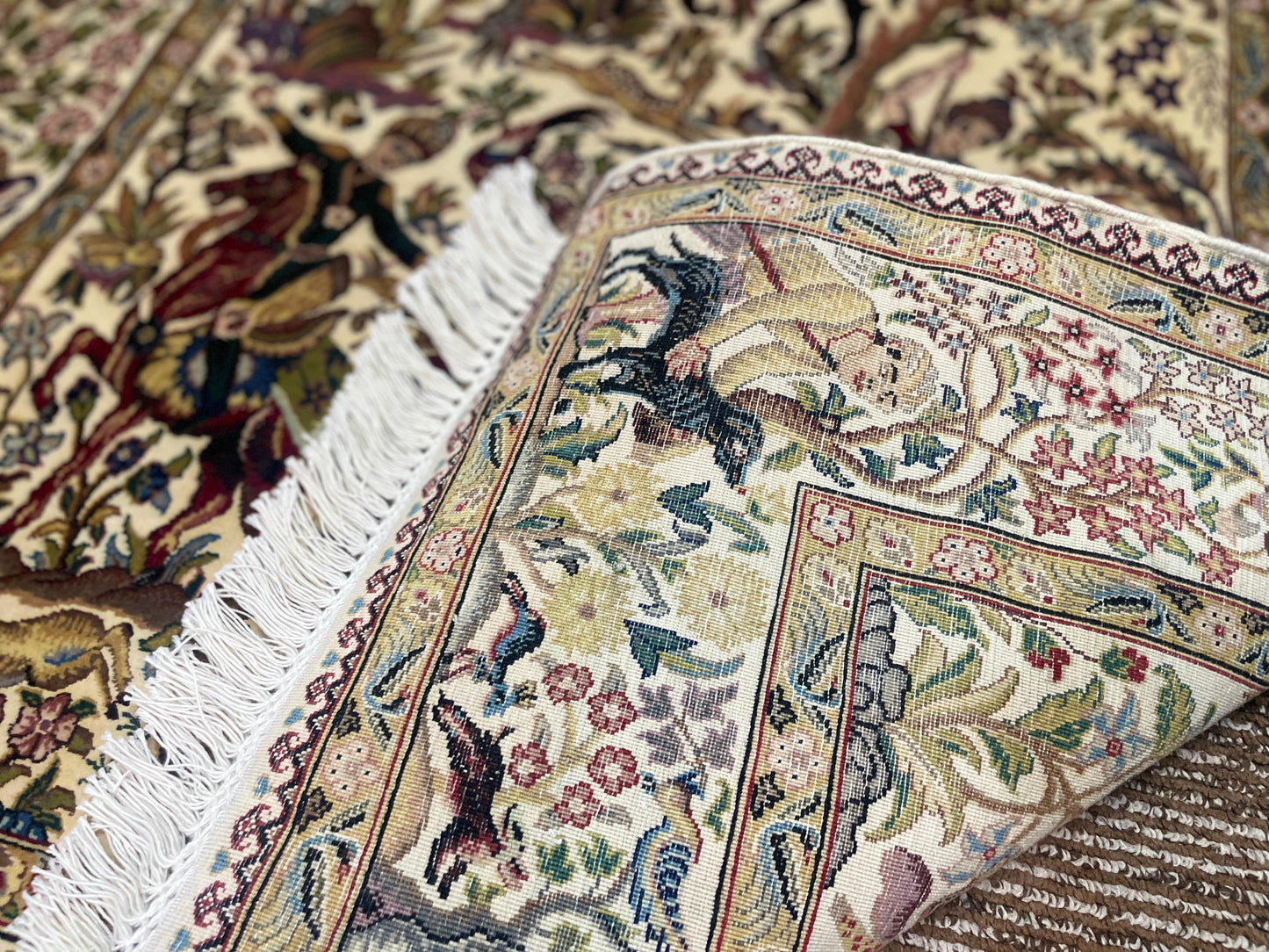 Handmade Pakistani Carpet 3x5 ft – Golden Horse & Tree Design Decorative Rug