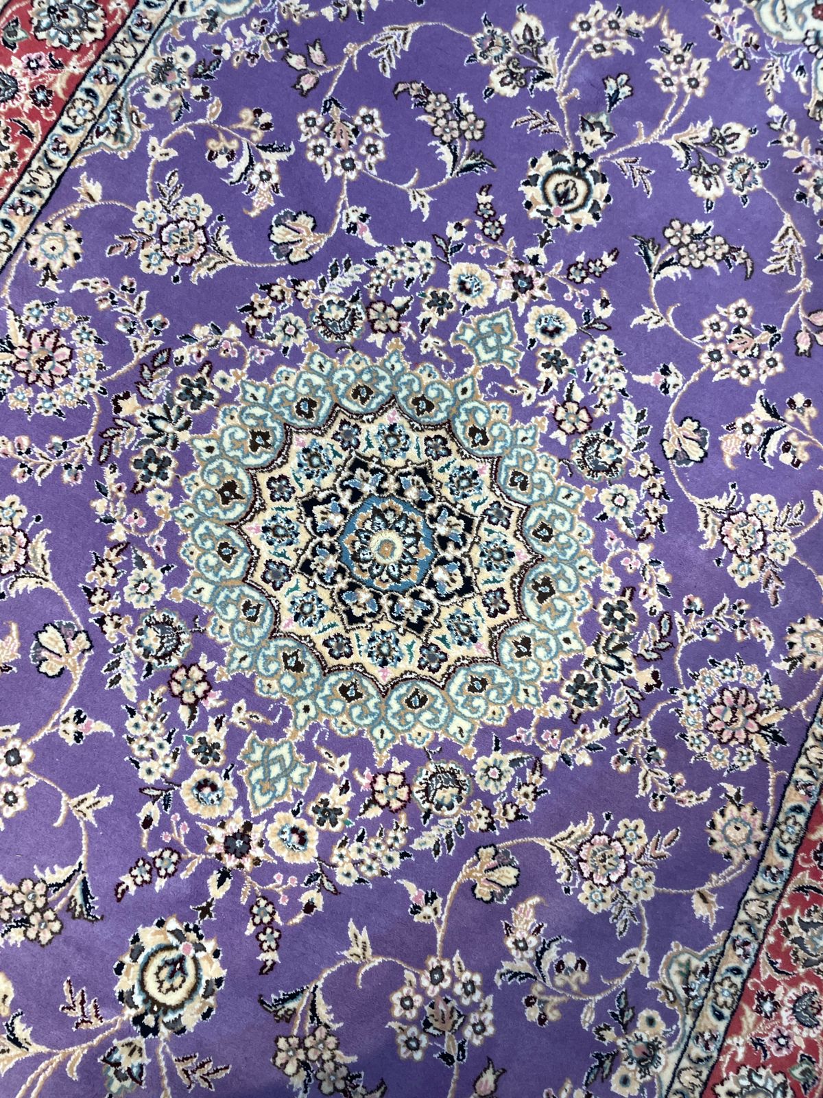 Fine Quality Persian Nahine Rug – 6x4 FT Purple & Red Handmade Carpet