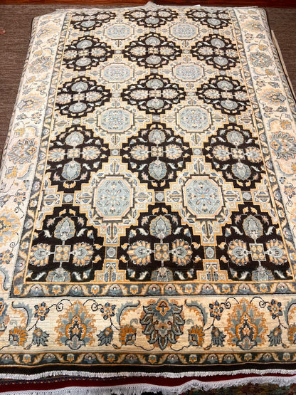 Turkman Family Handmade Wool Rug – 6x8 ft Double Knotted