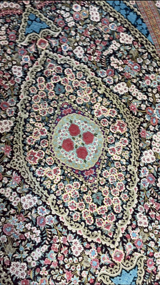 Fine Quality Persian Qom Rug – 6x4 FT Handmade Artistic Carpet