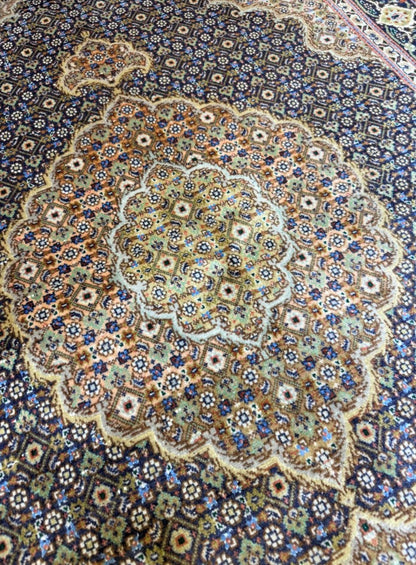 Persian Mahi Tabriz Handmade Carpet – Silk & Wool Double Knotted High Quality Rug (3x5 ft)