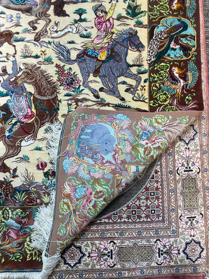 Qom Persian Rug 3x5 Feet – Fine Quality Handmade Artistic Carpet