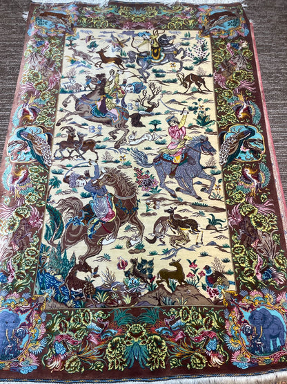 Qom Persian Rug 3x5 Feet – Fine Quality Handmade Artistic Carpet