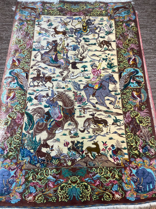 Qom Persian Rug 3x5 Feet – Fine Quality Handmade Artistic Carpet