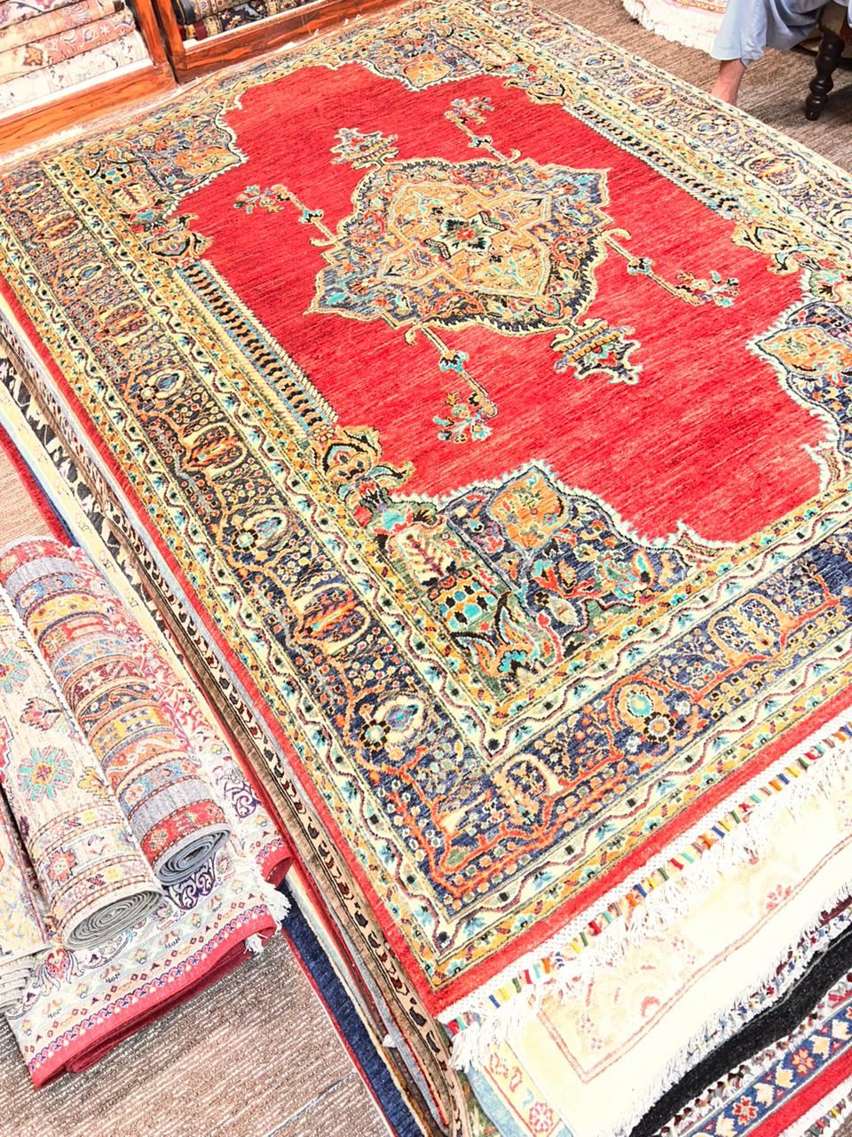Authentic Turkman Family Rug – 6x8 ft Natural Wool