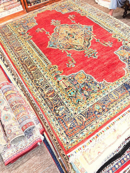 Authentic Turkman Family Rug – 6x8 ft Natural Wool