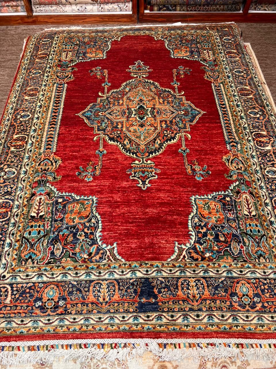 Authentic Turkman Family Rug – 6x8 ft Natural Wool