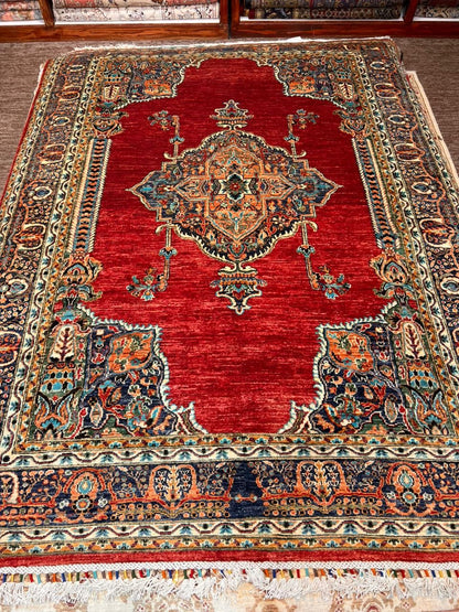 Authentic Turkman Family Rug – 6x8 ft Natural Wool